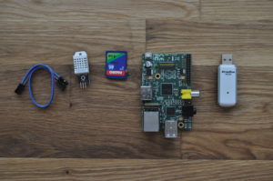 Raspberry Pi DHT22 AM2302 data logger parts